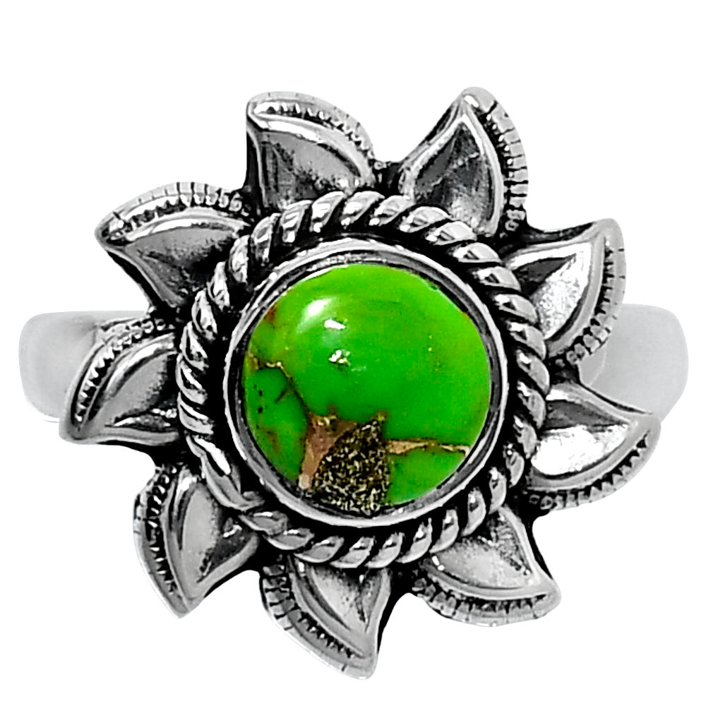 Premium Copper Green Turquoise Ring size-7 R-1617 29-ER11525