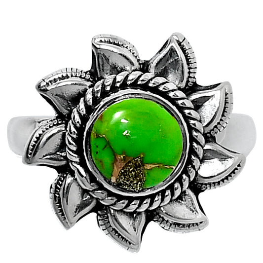 Premium Copper Green Turquoise Ring size-7 R-1617 29-ER11525