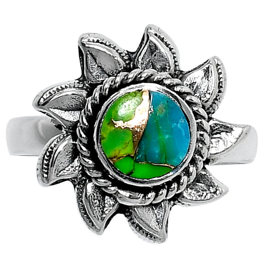 Premium Blue Turquoise In Green Mohave Ring size-8 R-1617 29-ER11528
