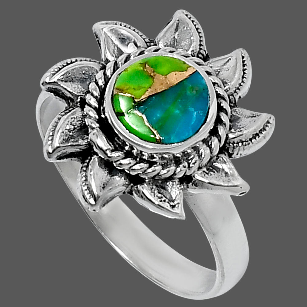 Premium Blue Turquoise In Green Mohave Ring size-8 R-1617 29-ER11528
