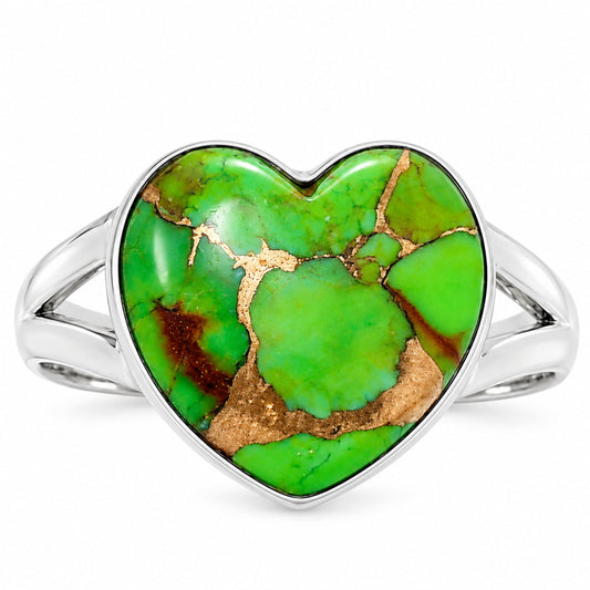 Premium Heart Blue Turquoise In Green Mohave Ring size-9 R-1073 29-ER11558