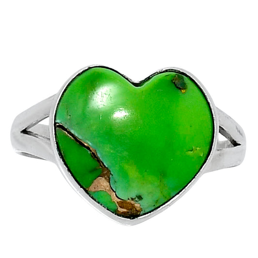 Premium Heart Blue Turquoise In Green Mohave Ring size-9 R-1073 29-ER11560
