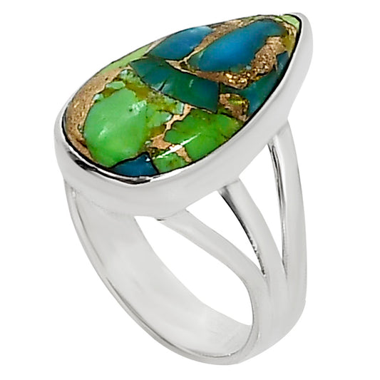 Blue Turquoise In Green Mohave Ring size-7 R-1003 29-ER15079
