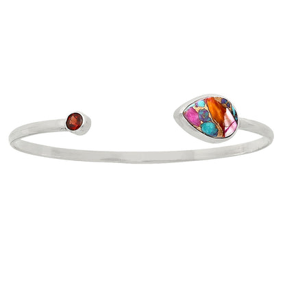 Kingman Orange Dahlia Turquoise & Garnet Cuff Bangle Bracelet B-1004 30-EB10222