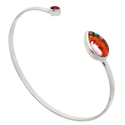 Kingman Orange Dahlia Turquoise & Garnet Cuff Bangle Bracelet B-1004 30-EB10224