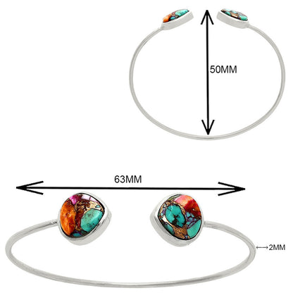 Premium Kingman Orange Dahlia Turquoise Cuff Bangle Bracelet B-1004 30-EB10225