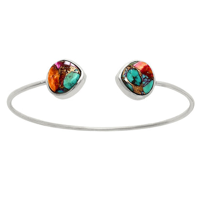 Premium Kingman Orange Dahlia Turquoise Cuff Bangle Bracelet B-1004 30-EB10225