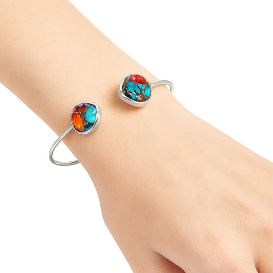 Premium Kingman Orange Dahlia Turquoise Cuff Bangle Bracelet B-1004 30-EB10225