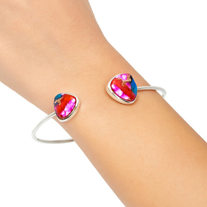 Premium Kingman Orange Dahlia Turquoise Cuff Bangle Bracelet B-1004 30-EB10226