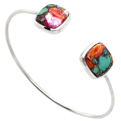 Premium Kingman Orange Dahlia Turquoise Cuff Bangle Bracelet B-1004 30-EB10227