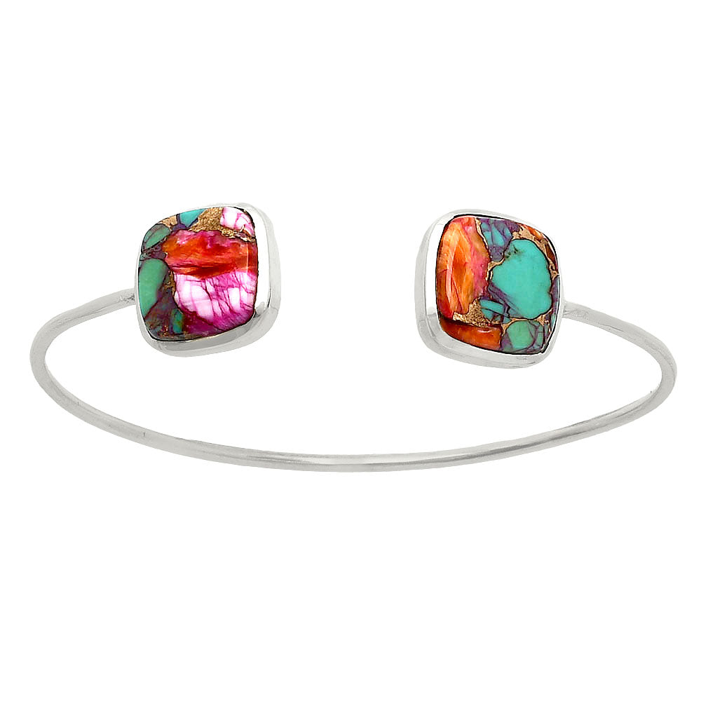 Premium Kingman Orange Dahlia Turquoise Cuff Bangle Bracelet B-1004 30-EB10227