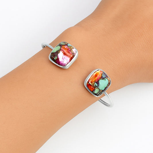 Premium Kingman Orange Dahlia Turquoise Cuff Bangle Bracelet B-1004 30-EB10227