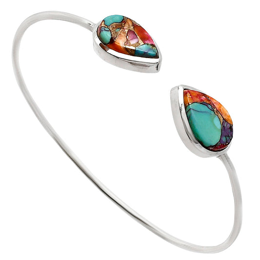 Premium Kingman Orange Dahlia Turquoise Cuff Bangle Bracelet B-1004 30-EB10230