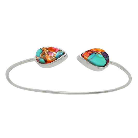 Premium Kingman Orange Dahlia Turquoise Cuff Bangle Bracelet B-1004 30-EB10230