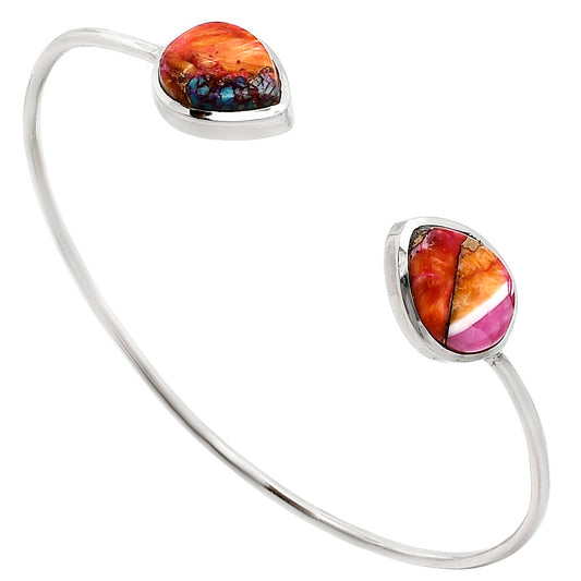 Premium Kingman Orange Dahlia Turquoise Cuff Bangle Bracelet B-1004 30-EB10231