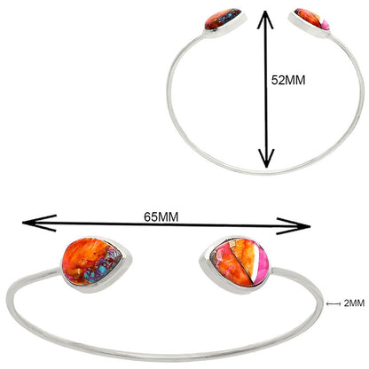 Premium Kingman Orange Dahlia Turquoise Cuff Bangle Bracelet B-1004 30-EB10231