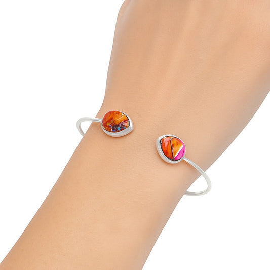 Premium Kingman Orange Dahlia Turquoise Cuff Bangle Bracelet B-1004 30-EB10231