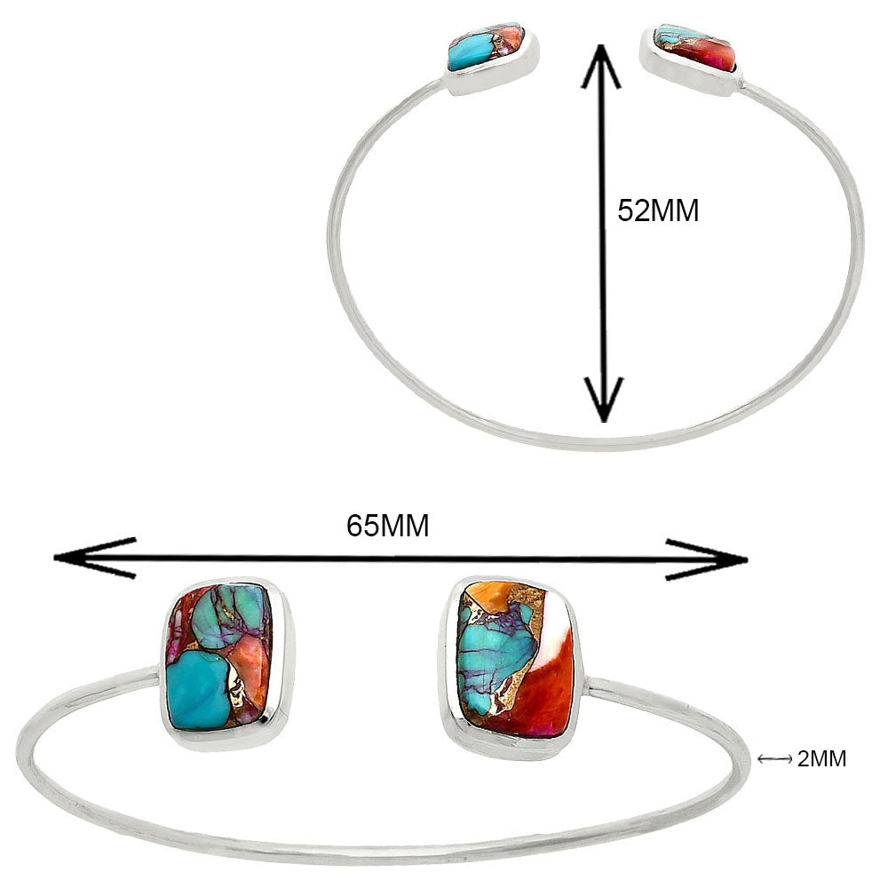 Premium Kingman Orange Dahlia Turquoise Cuff Bangle Bracelet B-1004 30-EB10232