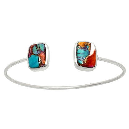 Premium Kingman Orange Dahlia Turquoise Cuff Bangle Bracelet B-1004 30-EB10232
