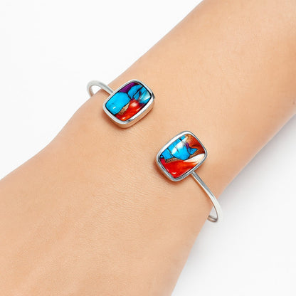 Premium Kingman Orange Dahlia Turquoise Cuff Bangle Bracelet B-1004 30-EB10232