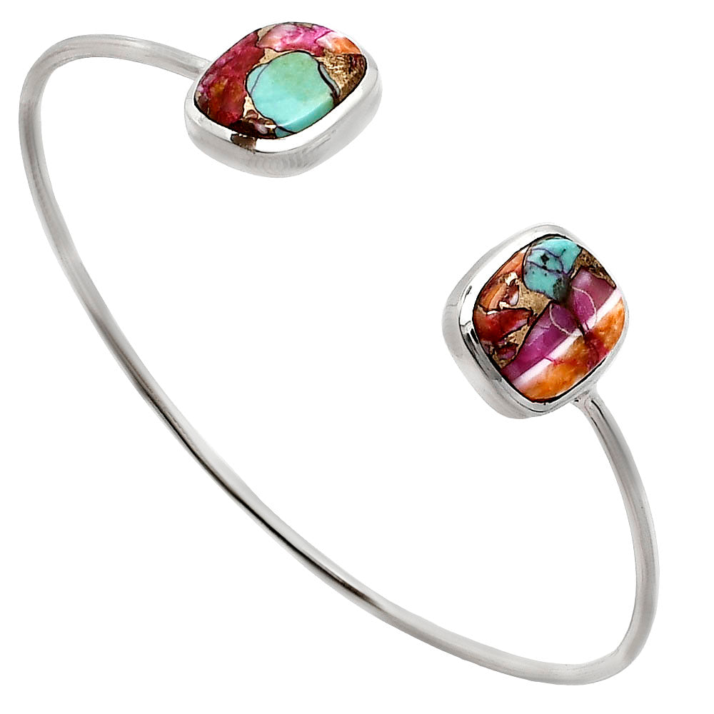 Premium Kingman Orange Dahlia Turquoise Cuff Bangle Bracelet B-1004 30-EB10233