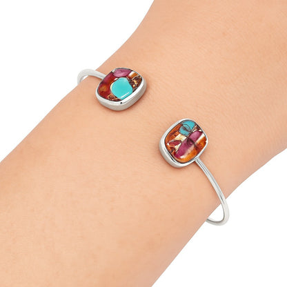 Premium Kingman Orange Dahlia Turquoise Cuff Bangle Bracelet B-1004 30-EB10233
