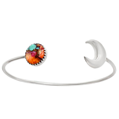 Moon - Kingman Orange Dahlia Turquoise Cuff Bangle Bracelet B-1046 30-EB10235