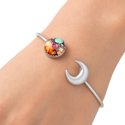 Moon - Kingman Orange Dahlia Turquoise Cuff Bangle Bracelet B-1046 30-EB10235