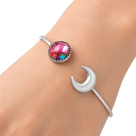 Moon - Kingman Pink Dahlia Turquoise Cuff Bangle Bracelet B-1046 30-EB10236