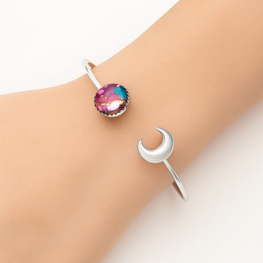Moon - Kingman Pink Dahlia Turquoise Cuff Bangle Bracelet B-1046 30-EB10238