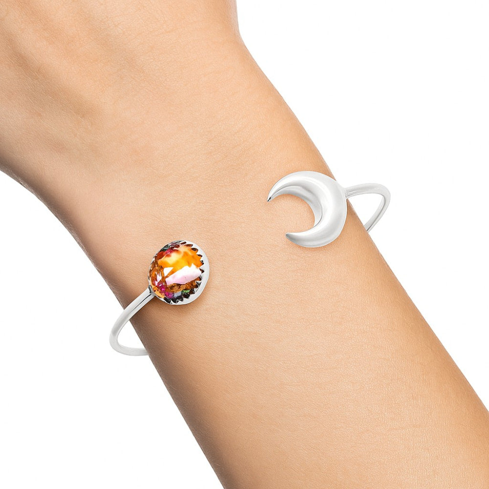 Moon - Kingman Orange Dahlia Turquoise Cuff Bangle Bracelet B-1046 30-EB10240