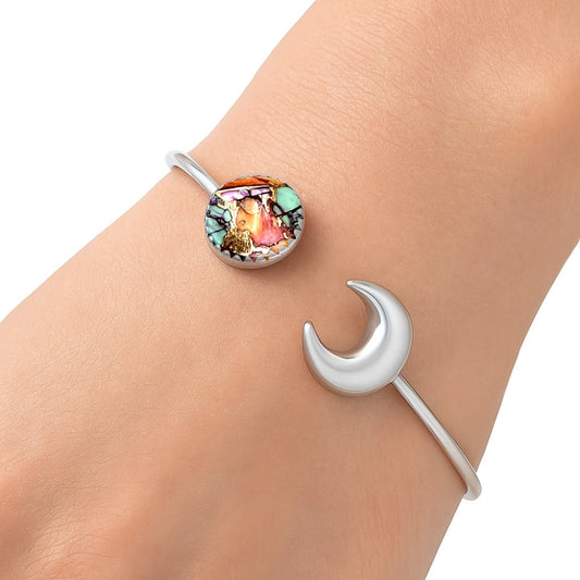 Moon - Kingman Orange Dahlia Turquoise Cuff Bangle Bracelet B-1046 30-EB10242