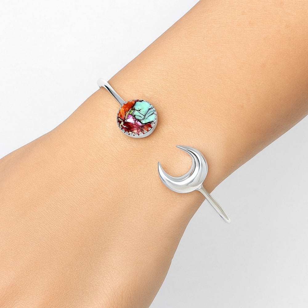 Moon - Kingman Orange Dahlia Turquoise Cuff Bangle Bracelet B-1046 30-EB10243