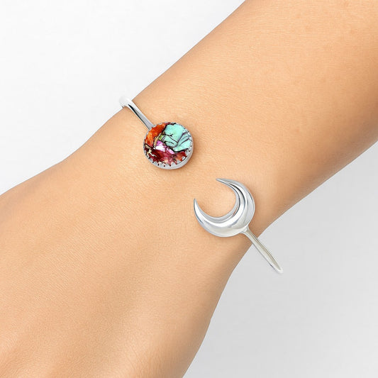 Moon - Kingman Orange Dahlia Turquoise Cuff Bangle Bracelet B-1046 30-EB10243