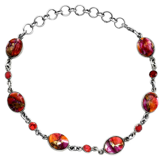 Premium Kingman Orange Dahlia Turquoise & Garnet Bracelet B-1006 30-EB10245