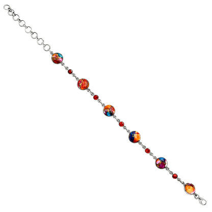 Premium Kingman Orange Dahlia Turquoise & Garnet Bracelet B-1006 30-EB10246