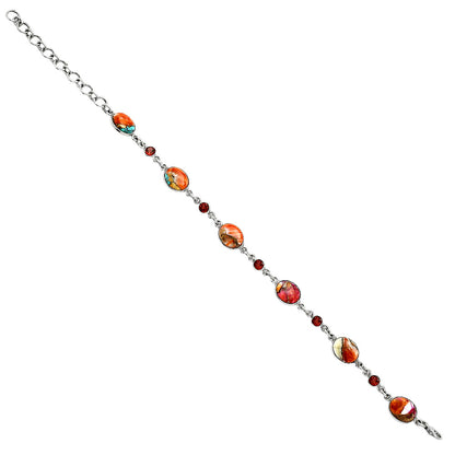 Premium Kingman Orange Dahlia Turquoise & Garnet Bracelet B-1006 30-EB10247
