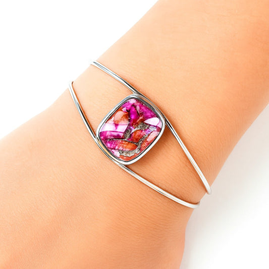 Premium Kingman Orange Dahlia Turquoise Cuff Bangle Bracelet B-1013 30-EB10249