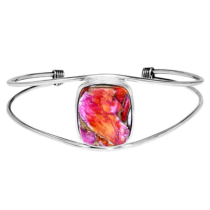 Premium Kingman Orange Dahlia Turquoise Cuff Bangle Bracelet B-1013 30-EB10250