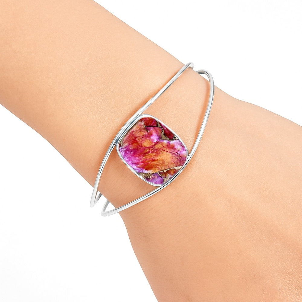 Premium Kingman Orange Dahlia Turquoise Cuff Bangle Bracelet B-1013 30-EB10250