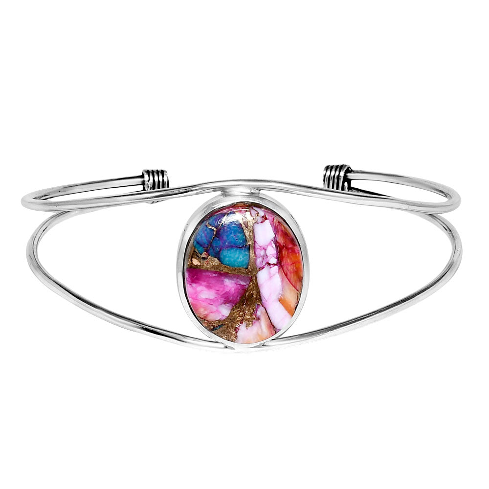 Premium Kingman Orange Dahlia Turquoise Cuff Bangle Bracelet B-1013 30-EB10251