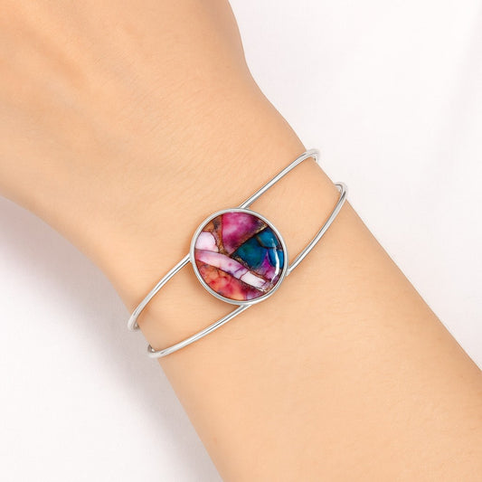 Premium Kingman Orange Dahlia Turquoise Cuff Bangle Bracelet B-1013 30-EB10251