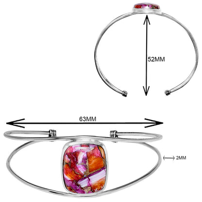 Premium Kingman Orange Dahlia Turquoise Cuff Bangle Bracelet B-1013 30-EB10252