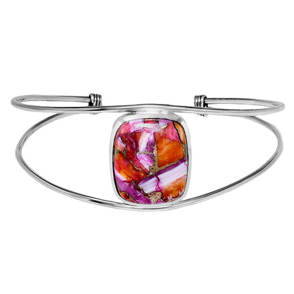 Premium Kingman Orange Dahlia Turquoise Cuff Bangle Bracelet B-1013 30-EB10252