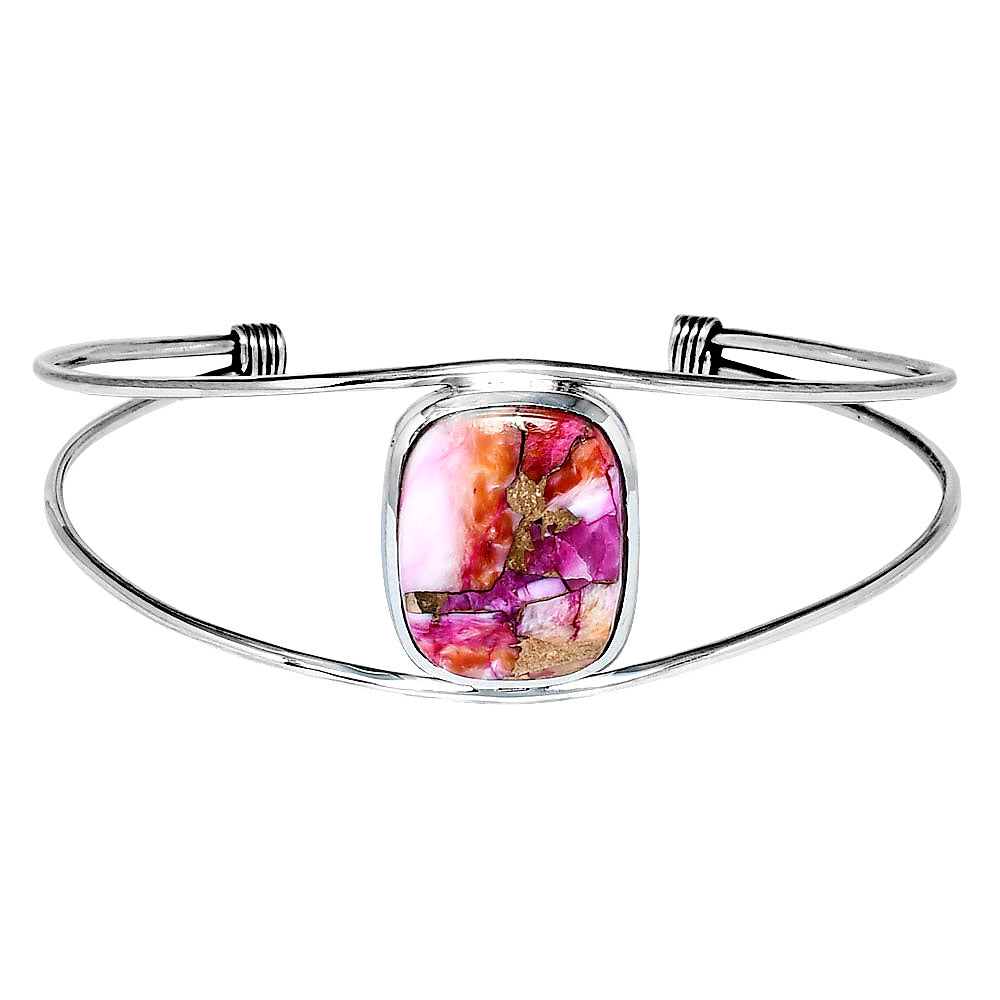 Premium Kingman Orange Dahlia Turquoise Cuff Bangle Bracelet B-1013 30-EB10253