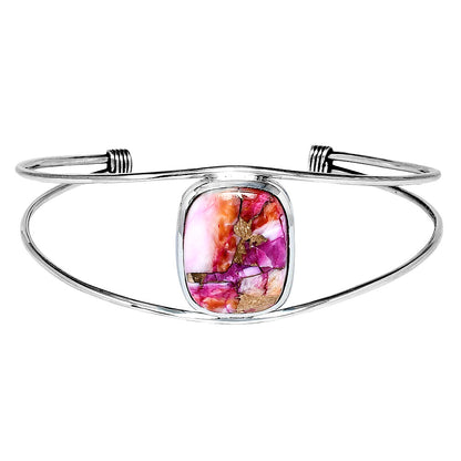 Premium Kingman Orange Dahlia Turquoise Cuff Bangle Bracelet B-1013 30-EB10253