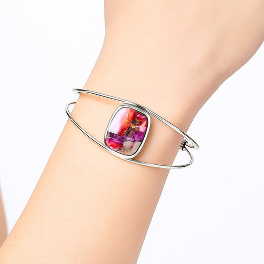 Premium Kingman Orange Dahlia Turquoise Cuff Bangle Bracelet B-1013 30-EB10253