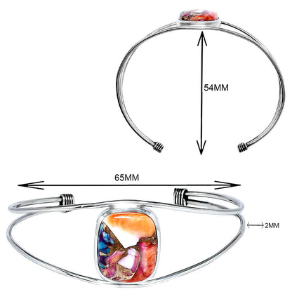 Premium Kingman Orange Dahlia Turquoise Cuff Bangle Bracelet B-1013 30-EB10254