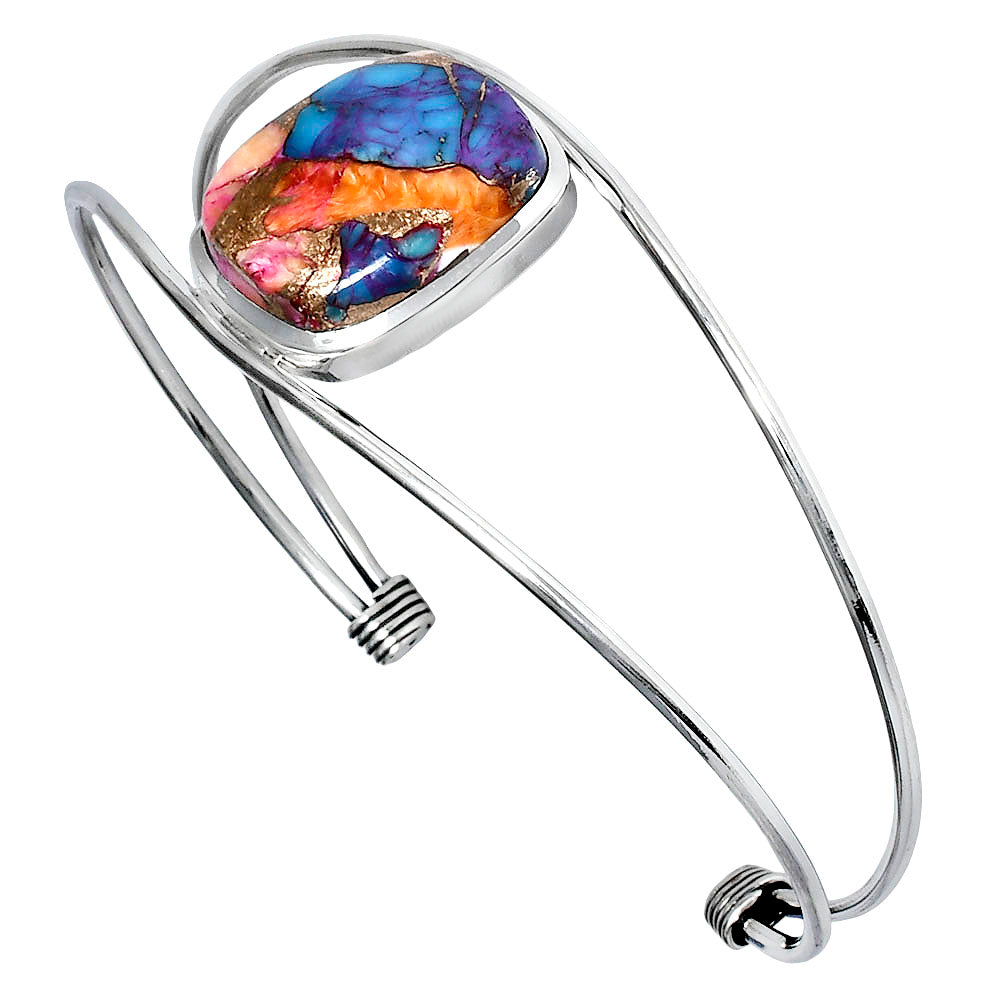 Premium Kingman Orange Dahlia Turquoise Cuff Bangle Bracelet B-1013 30-EB10255