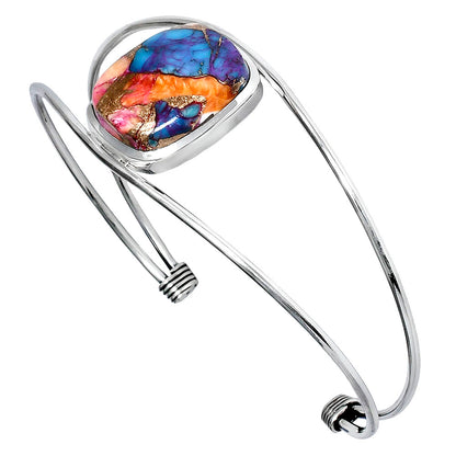 Premium Kingman Orange Dahlia Turquoise Cuff Bangle Bracelet B-1013 30-EB10255